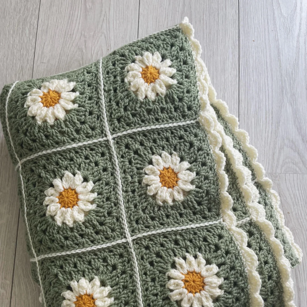 Olive Daisy Blanket Crochet Pattern