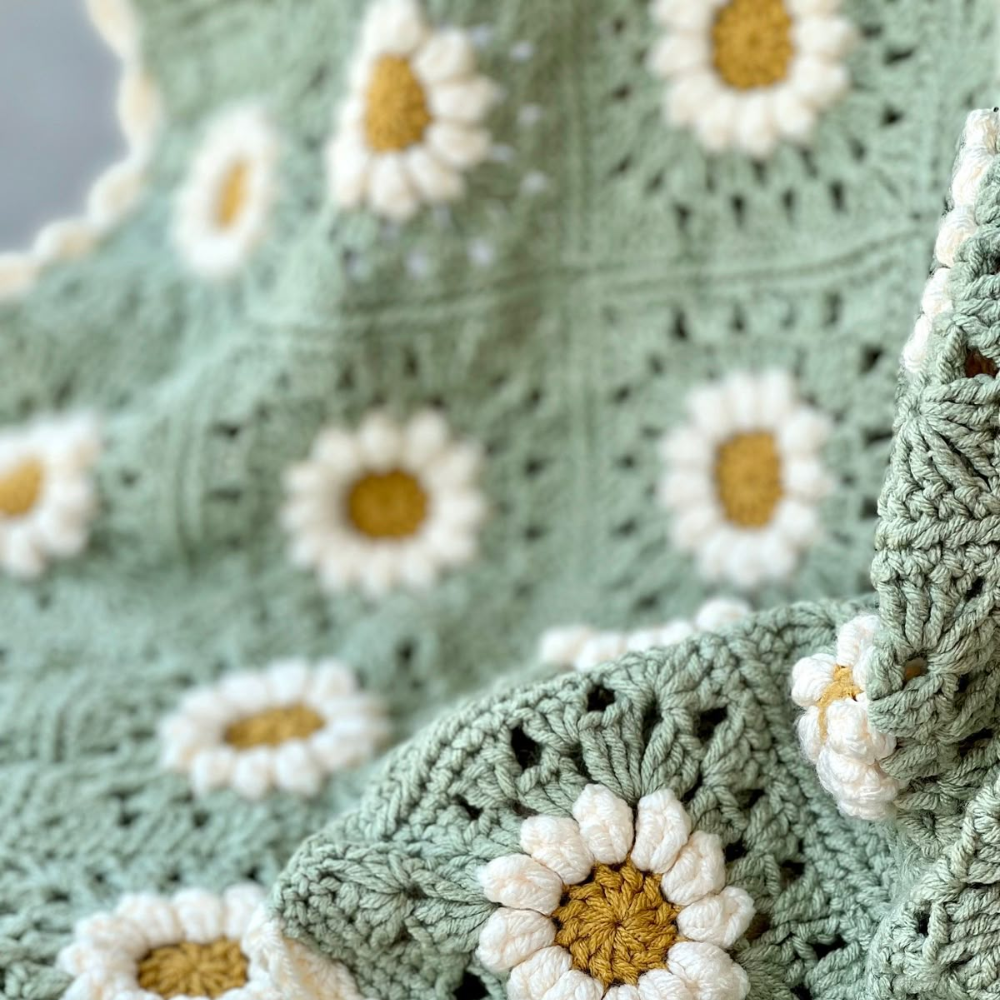 Olive Daisy Blanket Crochet Pattern