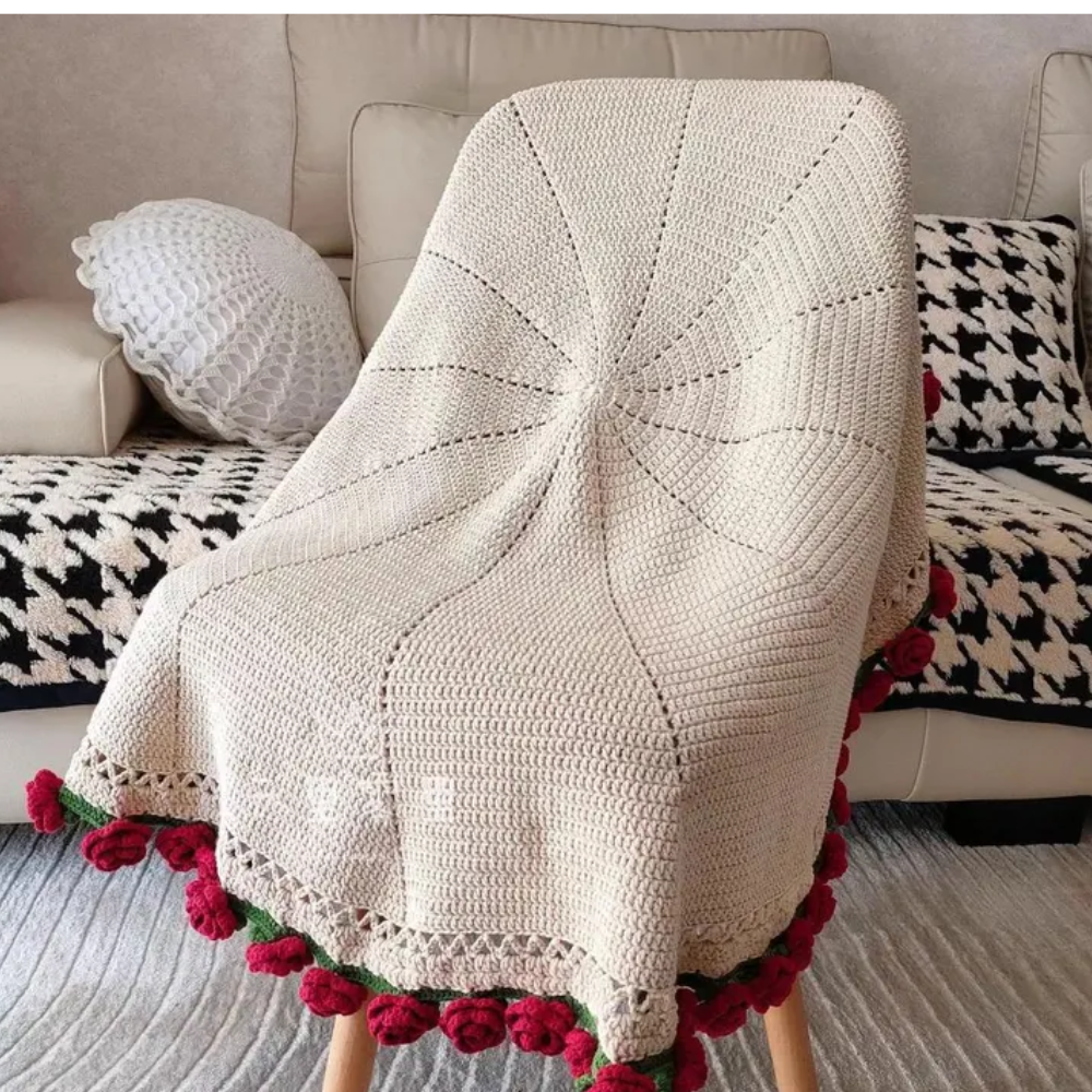 Pink Rose Blanket Crochet Pattern