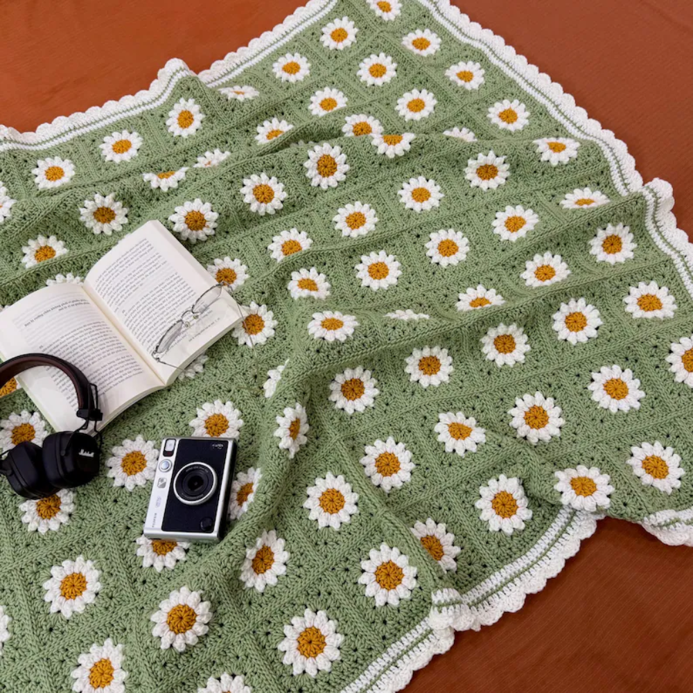 Olive Daisy Blanket Crochet Pattern