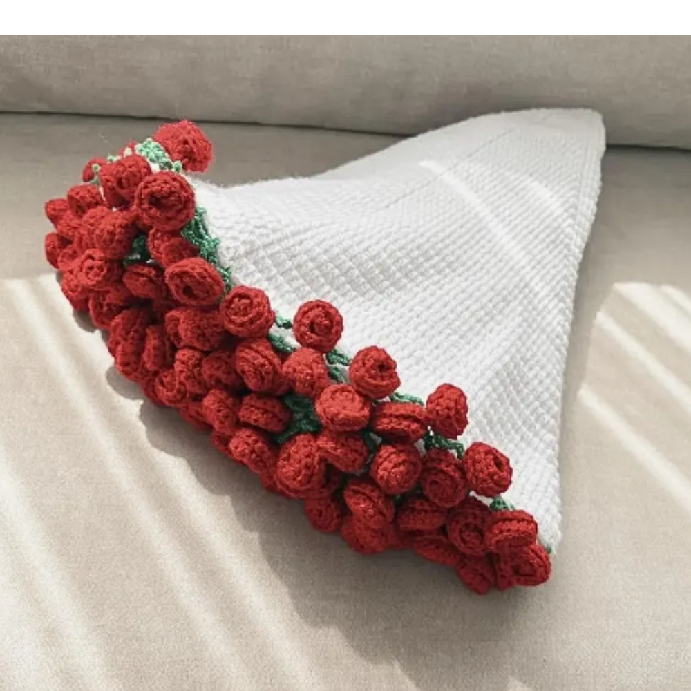 Pink Rose Blanket Crochet Pattern