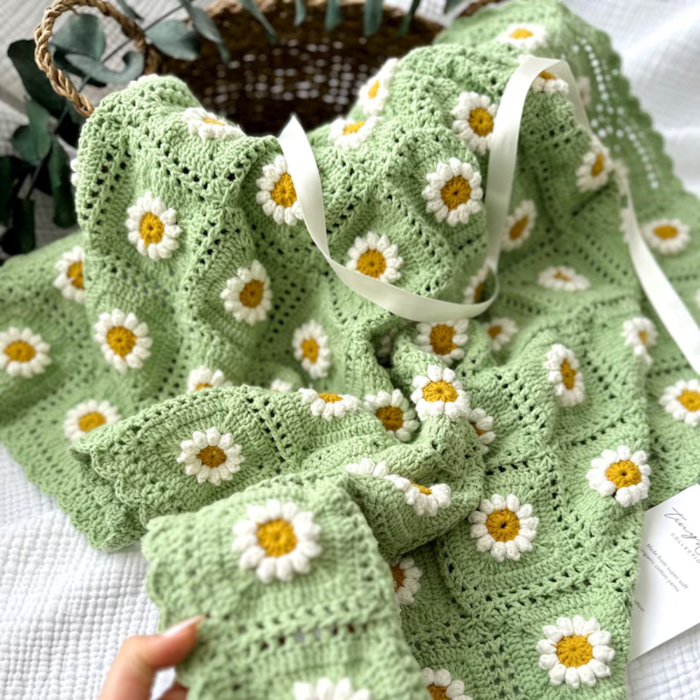 Olive Daisy Blanket Crochet Pattern