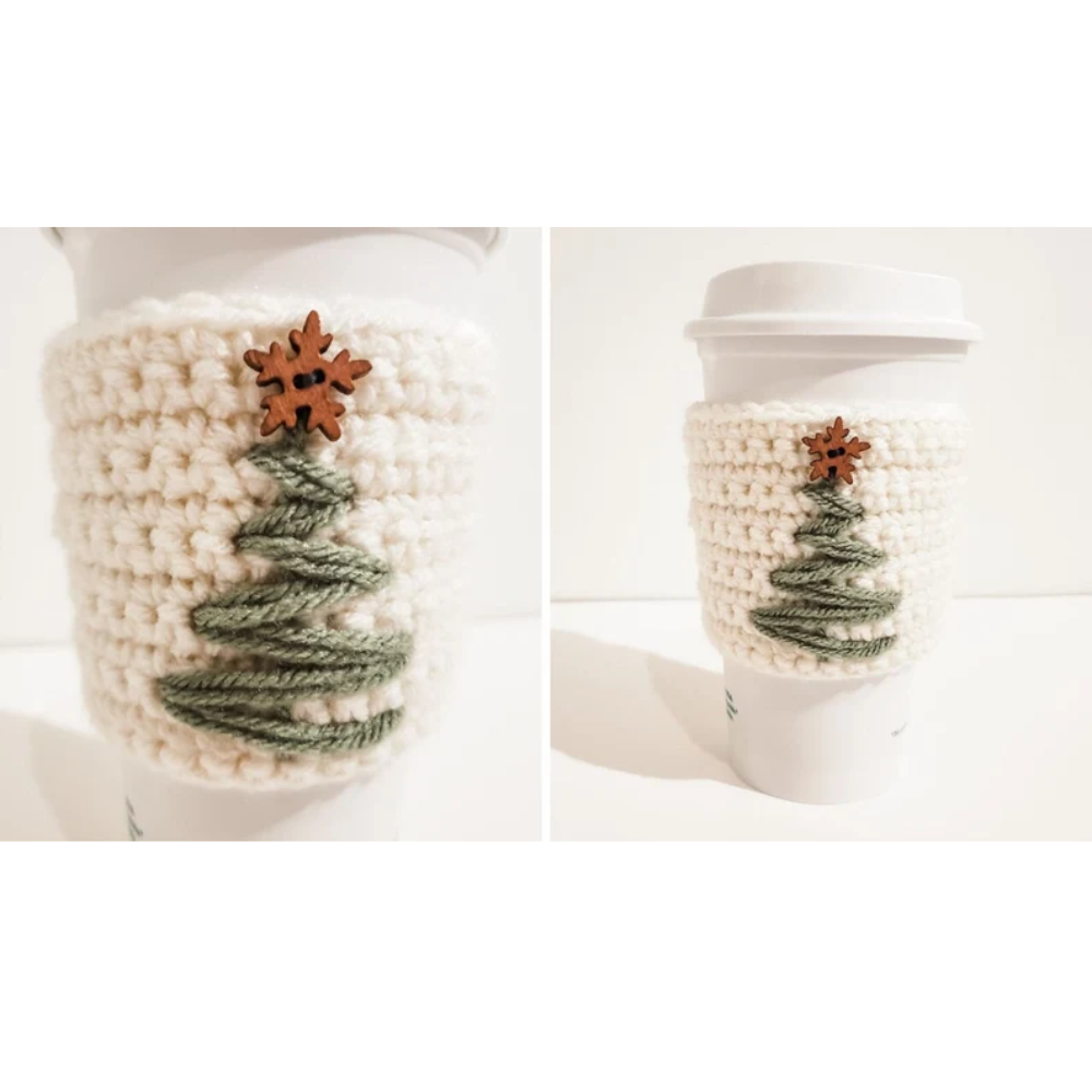 Christmas Tree Cup Cozy Crochet Pattern