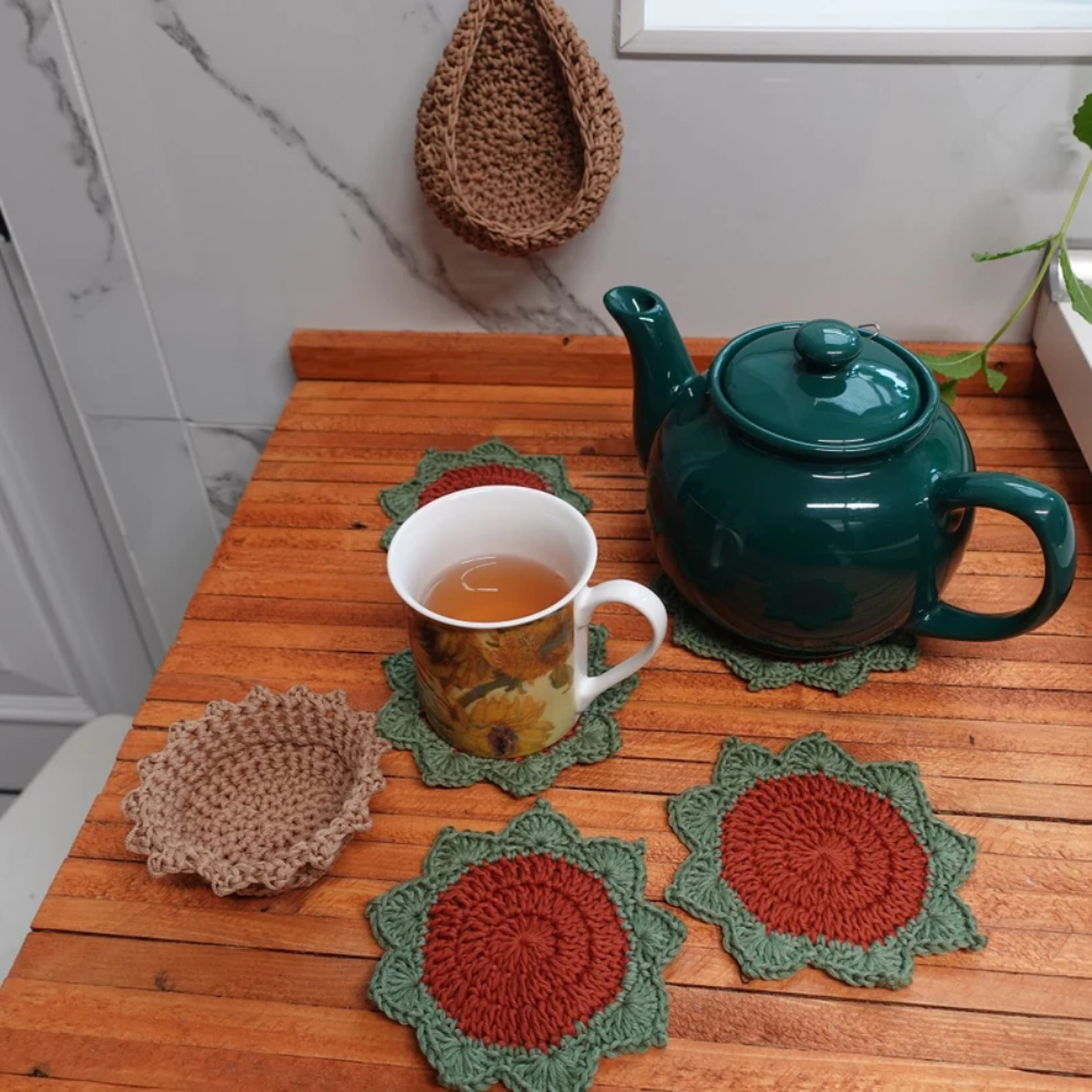 Rustic Bloom Coaster Crochet Pattern