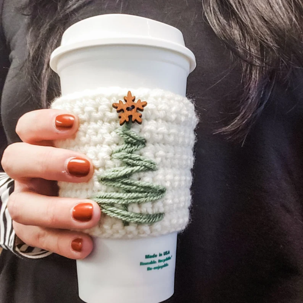 Christmas Tree Cup Cozy Crochet Pattern