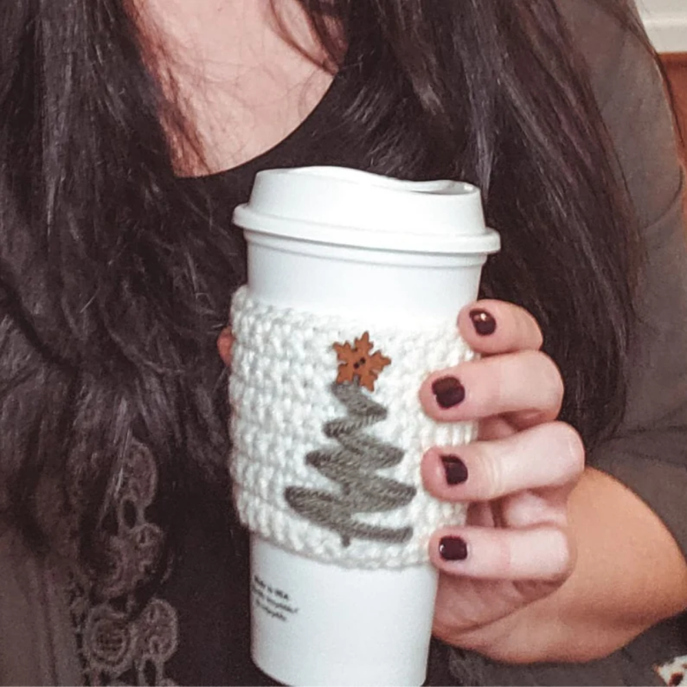 Christmas Tree Cup Cozy Crochet Pattern