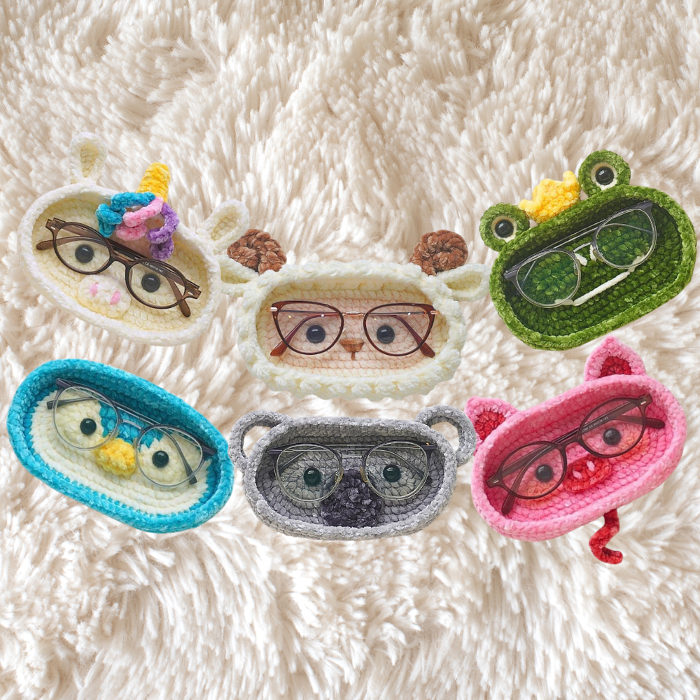 Combo 6 in 1 Whimsical Animal Eyeglass Holder Crochet Pattern