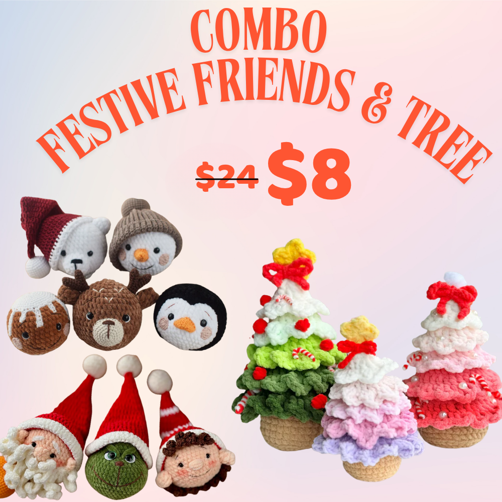 3-in-1 Festive Friends & Tree Crochet Pattern