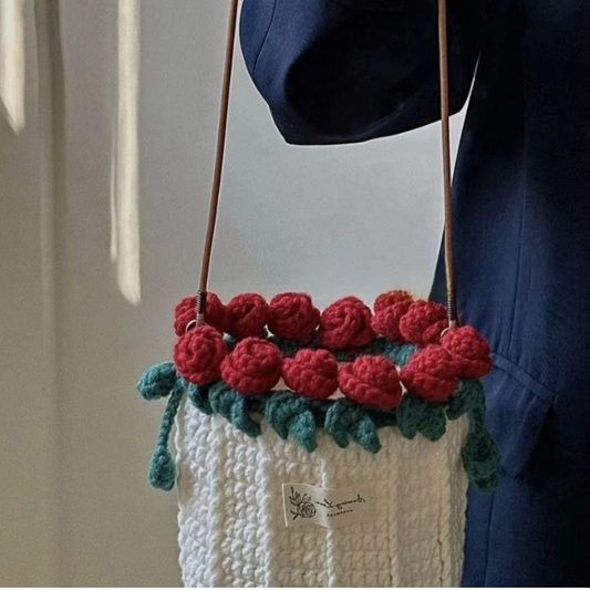 Rose Drawstring Bag Crochet Pattern