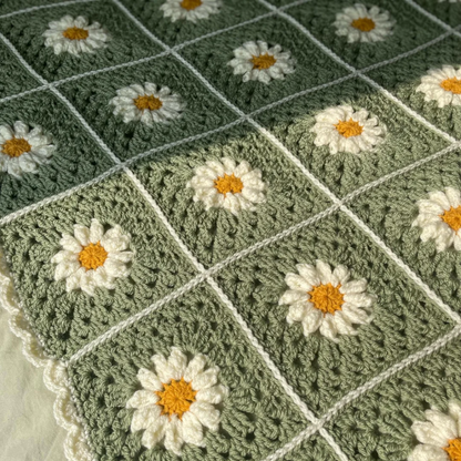 Olive Daisy Blanket Crochet Pattern