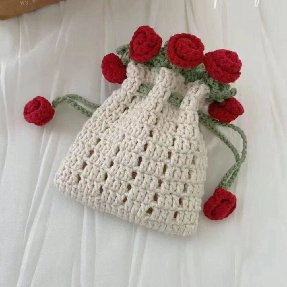 Rose Drawstring Bag Crochet Pattern