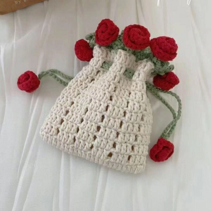 Rose Drawstring Bag Crochet Pattern