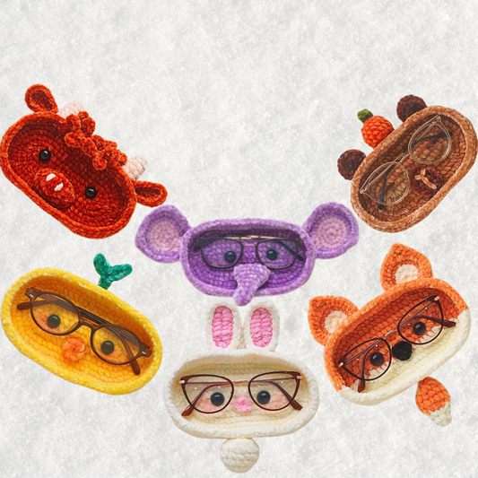 Combo 6 in 1 Cute Critter Eyeglasses Holder Crochet Pattern