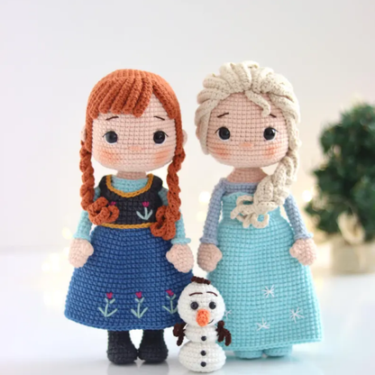 Elsa, Olaf And Anna Crochet Pattern