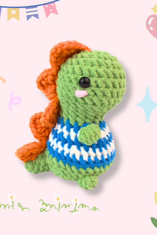 Stegosaurus Wearing Striped Shirt Crochet Pattern