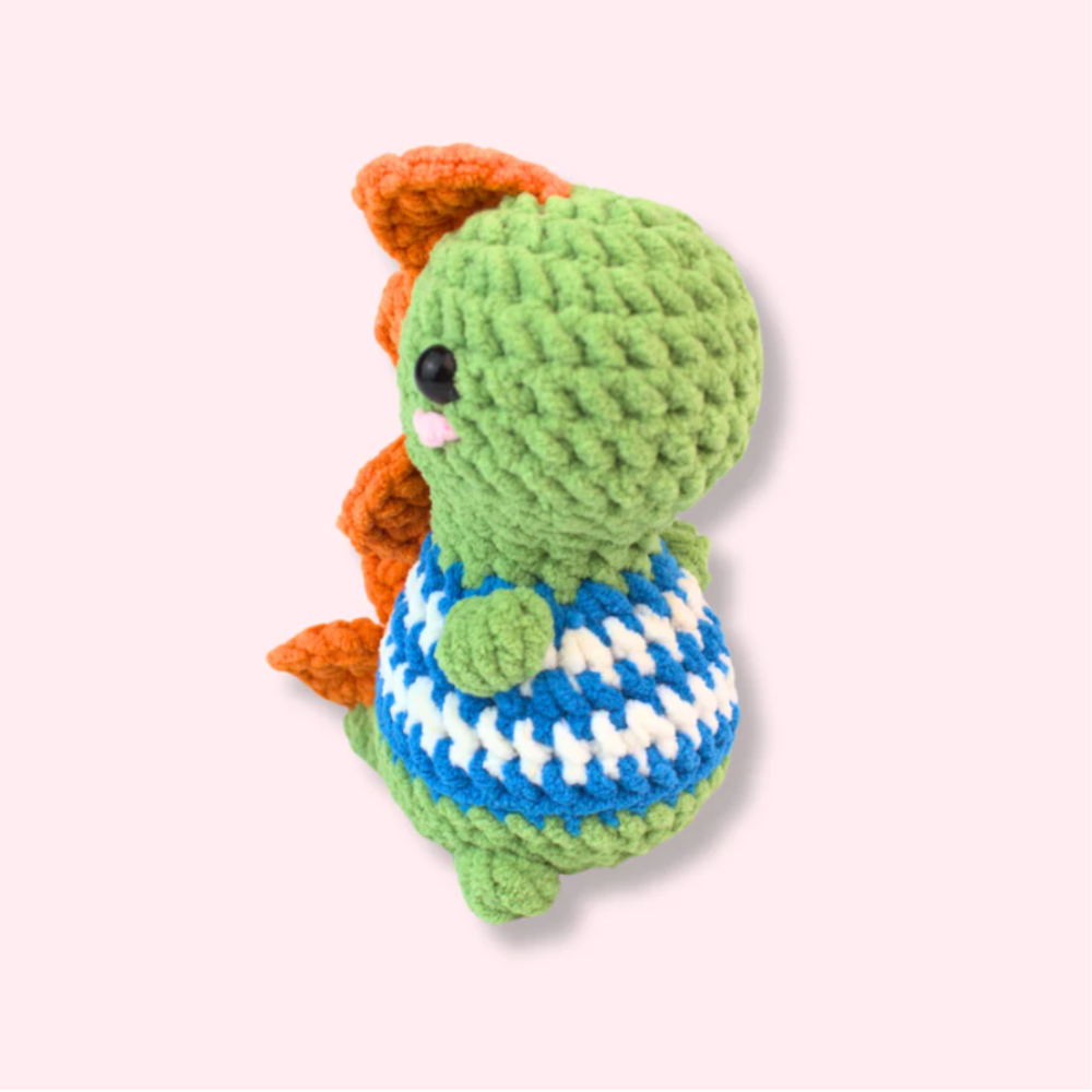 Stegosaurus Wearing Striped Shirt Crochet Pattern
