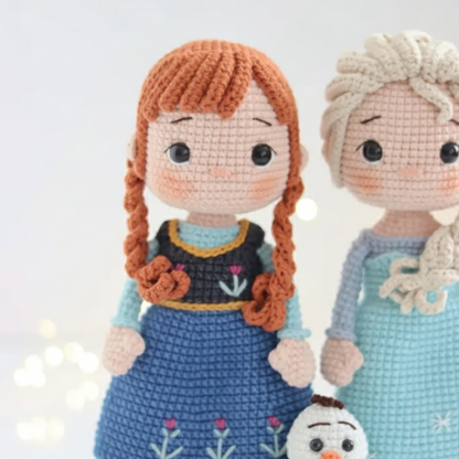 Elsa, Olaf And Anna Crochet Pattern