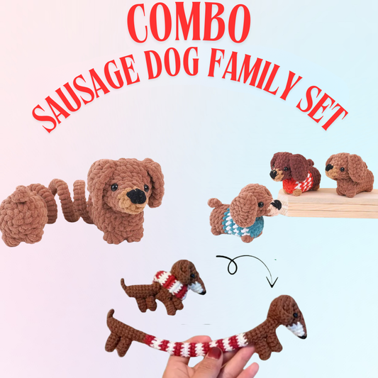 3 -in- 1 Sausage Dog Family Crochet Pattern