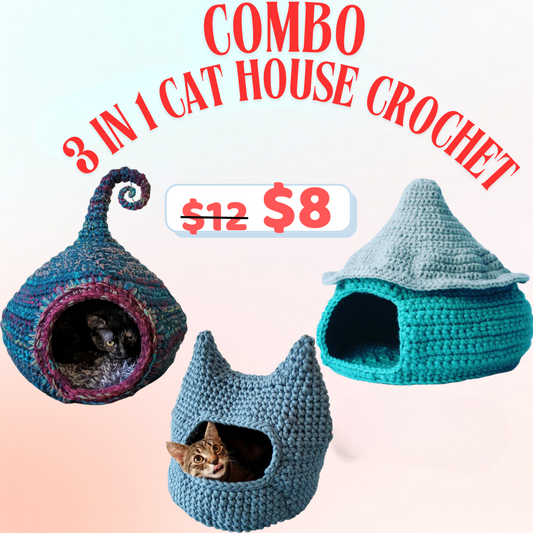3-in-1 Cat House Crochet Pattern Set