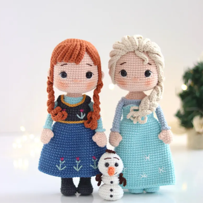 Elsa, Olaf And Anna Crochet Pattern