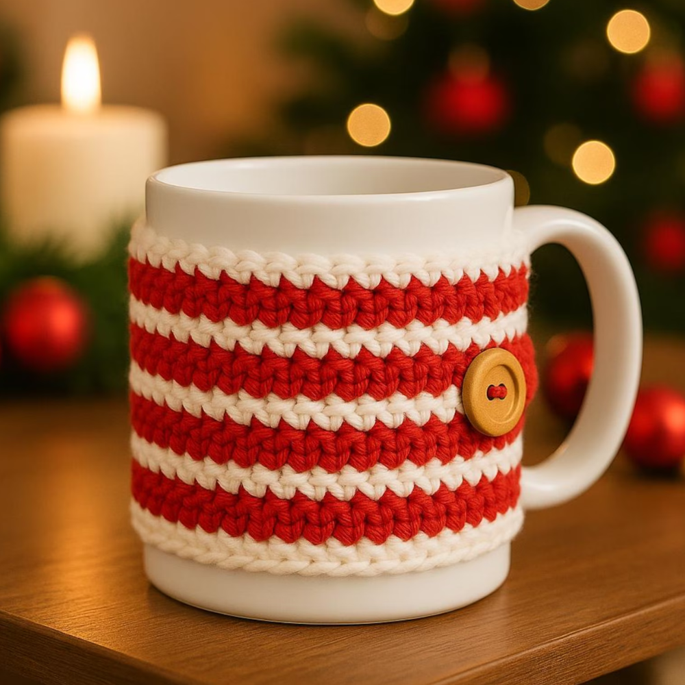 Easy Christmas Coffee Mug Cozy Crochet Pattern