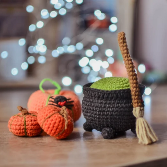 Witch Cauldron and Broom Crochet Pattern