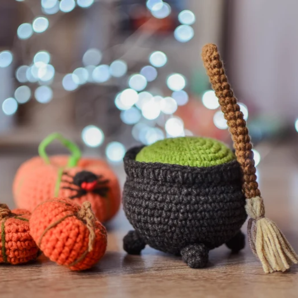 Witch Cauldron and Broom Crochet Pattern
