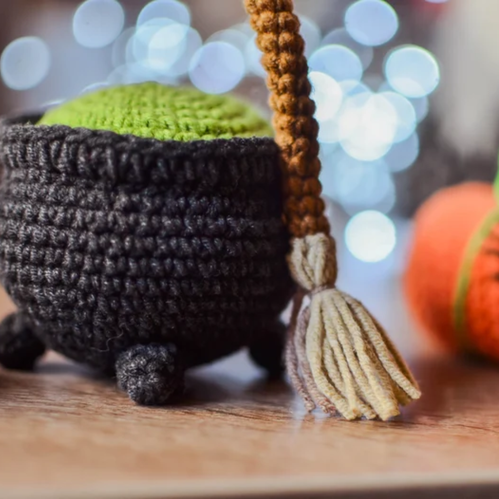 Witch Cauldron and Broom Crochet Pattern