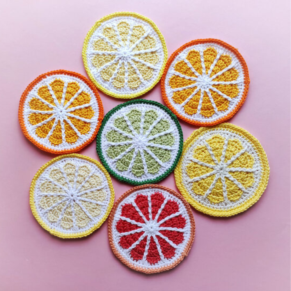 Combo 7 in 1 Fruit Coasters Crochet Pattern