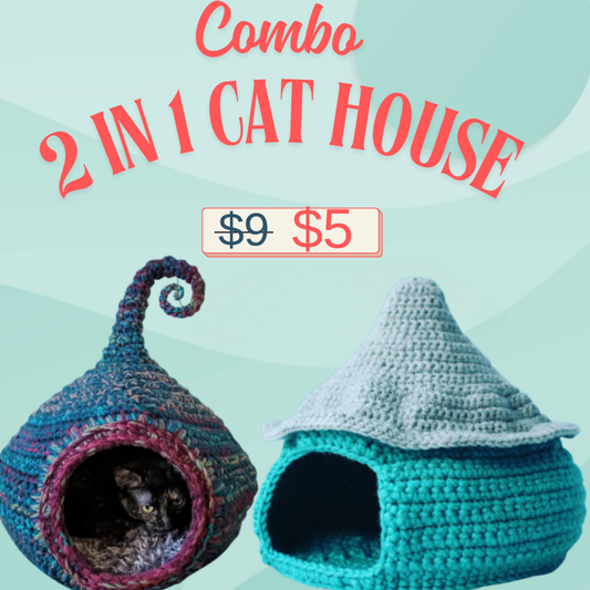 2-in-1 Cat House Crochet Pattern Set
