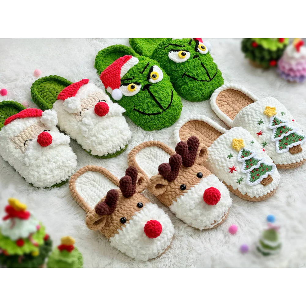 Reindeer Slippers Crochet Pattern