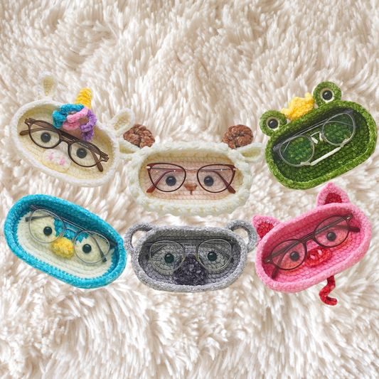 Combo 6 in 1 Whimsical Animal Eyeglass Holder Crochet Pattern
